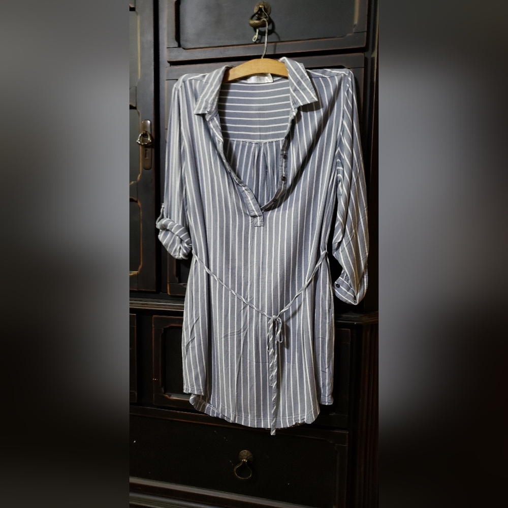 Time and Tru Blue and White Striped Dress